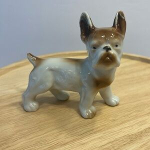 French Bulldog White w/ Tan Markings Japan Porcelain Figurine - Vintage